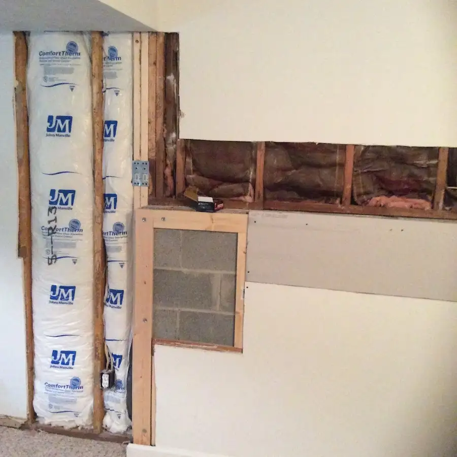 Wall insulation replacement during Basement Flood Cleanup in Humble